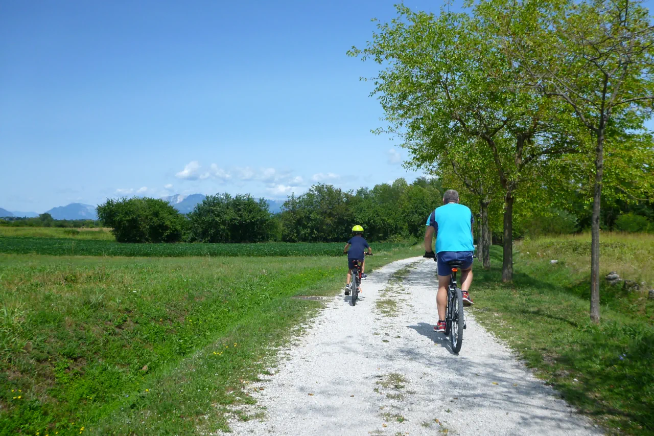 Ciclisti nella campagna di Tavagnacco