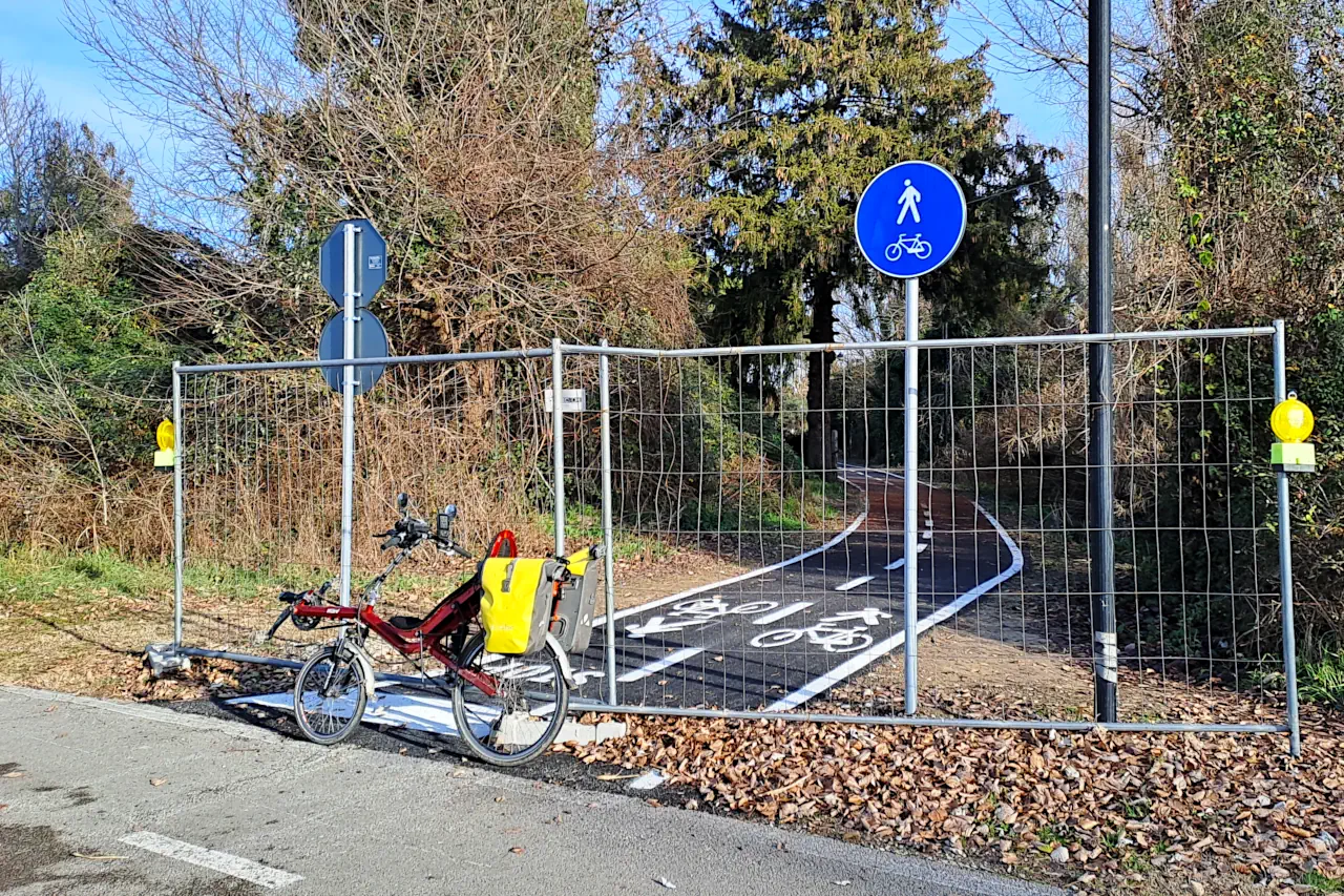 The new cycle path in Belvedere: the connection with the Alpe Adria cycle path.